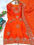 FANCY CHINON SEQUENCE EMBROIDERY WORK TOP PALAZZO WITH DUPATTA FESTIVE WEAR WHOLESALE PRICE ETHNIC GARMENT (3)