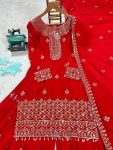 FANCY CHINON SEQUENCE EMBROIDERY WORK TOP PALAZZO WITH DUPATTA PARTY WEAR WHOLESALE PRICE ETHNIC GARMENT (3)