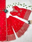 FANCY CHINON SEQUENCE EMBROIDERY WORK TOP PALAZZO WITH DUPATTA PARTY WEAR WHOLESALE PRICE ETHNIC GARMENT (3)