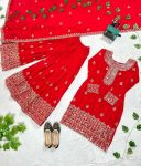 FANCY CHINON SEQUENCE EMBROIDERY WORK TOP PALAZZO WITH DUPATTA PARTY WEAR WHOLESALE PRICE ETHNIC GARMENT (3)