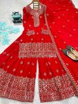 FANCY CHINON SEQUENCE EMBROIDERY WORK TOP PALAZZO WITH DUPATTA PARTY WEAR WHOLESALE PRICE ETHNIC GARMENT (3)