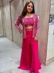 FANCY CHINON SILK MULTICOLOR EMBROIDERY SEQUENCE THREAD WORK BLOUSE KOTI WITH PALAZZO RANI