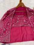 FANCY CHINON SILK MULTICOLOR EMBROIDERY SEQUENCE THREAD WORK BLOUSE KOTI WITH PALAZZO PARTY WEAR WHOLESALE PRICE ETHNIC GARMENT (2)