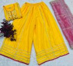 FANCY CHINON SILK SEQUENCE AND MULTI ZARI THREAD EMBROIDERY WORK TOP PALAZZO WITH DUPATTA FESTIVE WEAR WHOLESALE PRICE ETHNIC GARMENT (3)