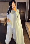 FANCY CHINON SILK THREAD WITH SEQUENCE WORK TOP PALAZZO WITH DUPATTA WHITE