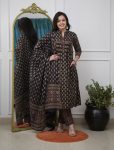 FANCY COTTON MILL PRINTED TOP BOTTOM WITH DUPATTA  BLACK