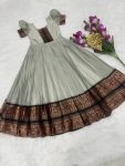 FANCY COTTON SILK ZARI WEAVING WORK KID'S GOWN GREY
