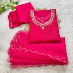 FANCY COTTON SOFT SEQUENCE THREAD HANDWORK TOP BOTTOM WITH DUPATTA PARTY WEAR WHOLESALE PRICE ETHNIC GARMENT (5)