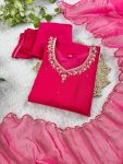 FANCY COTTON SOFT SEQUENCE THREAD HANDWORK TOP BOTTOM WITH DUPATTA PARTY WEAR WHOLESALE PRICE ETHNIC GARMENT (5)