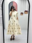 FANCY COTTON THREAD EMBROIDERY WORK ONE PIECE WITH WAIST BELT CASUAL WEAR WHOLESALE PRICE ETHNIC GARMENT (4)
