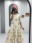 FANCY COTTON THREAD EMBROIDERY WORK ONE PIECE WITH WAIST BELT CASUAL WEAR WHOLESALE PRICE ETHNIC GARMENT (4)