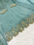 FANCY CREEP SILK BEADS HAND WORK WITH SEQUENCE MULTI NEEDLE EMBROIDERY AND ZARI WORK TOP PATIYALA WITH DUPATTA FESTIVE WEAR WHOLESALE PRICE ETHNIC GARMENT (5)