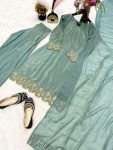 FANCY CREEP SILK BEADS HAND WORK WITH SEQUENCE MULTI NEEDLE EMBROIDERY AND ZARI WORK TOP PATIYALA WITH DUPATTA FESTIVE WEAR WHOLESALE PRICE ETHNIC GARMENT (5)