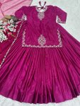FANCY CREEP SILK HANDWORK WITH SEQUENCE MULTI NEEDLE EMBROIDERY AND ZARI WORK TOP LEHENGA WITH DUPATTA PARTY WEAR WHOLESALE PRICE ETHNIC GARMENT (3)