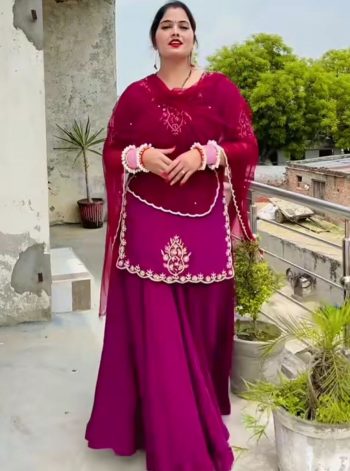 FANCY CREEP SILK HANDWORK WITH SEQUENCE MULTI NEEDLE EMBROIDERY AND ZARI WORK TOP LEHENGA WITH DUPATTA RANI