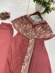 FANCY CREPE SILK CODING SEQUENCE EMBROIDERY FOIL PAPER WORK TOP WITH BOTTOM PARTY WEAR WHOLESALE PRICE ETHNIC GARMENT (2)