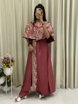 FANCY CREPE SILK CODING SEQUENCE EMBROIDERY FOIL PAPER WORK TOP WITH BOTTOM PEACH