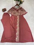 FANCY CREPE SILK CODING SEQUENCE EMBROIDERY FOIL PAPER WORK TOP WITH BOTTOM PARTY WEAR WHOLESALE PRICE ETHNIC GARMENT (2)