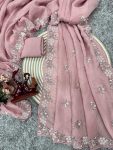 FANCY CRUSH EMBROIDERY PEARL WORK SAREE WITH UNSTITCHED BLOUSE PARTY WEAR WHOLESALE PRICE ETHNIC GARMENT (3)
