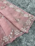 FANCY CRUSH EMBROIDERY PEARL WORK SAREE WITH UNSTITCHED BLOUSE PARTY WEAR WHOLESALE PRICE ETHNIC GARMENT (3)