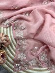 FANCY CRUSH EMBROIDERY PEARL WORK SAREE WITH UNSTITCHED BLOUSE PARTY WEAR WHOLESALE PRICE ETHNIC GARMENT (3)