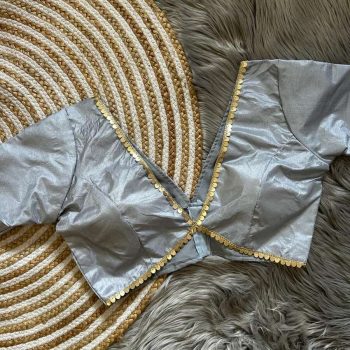 FANCY DOLA SILK PLAIN STITCHED BLOUSE GREY