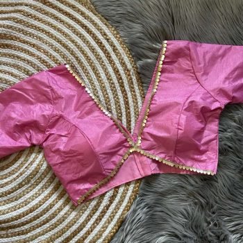 FANCY DOLA SILK PLAIN STITCHED BLOUSE BABY PINK