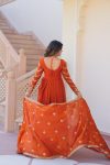 FANCY FENDY SILK ZARI SEQUENCE EMBROIDERY WORK GOWN WITH DUPATTA PARTY WEAR WHOLESALE PRICE ETHNIC GARMENT (7)