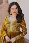 FANCY FENDY SILK ZARI SEQUENCE EMBROIDERY WORK GOWN WITH DUPATTA PARTY WEAR WHOLESALE PRICE ETHNIC GARMENT (3)