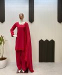 FANCY FRENCH CREEP SEQUENCE EMBROIDERY LACE WORK TOP PATIYALA WITH DUPATTA FESTIVE WEAR WHOLESALE PRICE ETHNIC GARMENT (3)