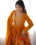 FANCY GEORGETTE DIGITAL PRINT WITH THREAD WITH SEQUENCE WORK LEHENGA CHOLI KOTI WITH DUPATTA PARTY WEAR WHOLESALE PRICE ETHNIC GARMENT (2)