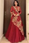 FANCY GEORGETTE EMBROIDERY CODING SEQUENCE WORK LEHENGA CHOLI WITH DUPATTA MAROON