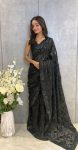 FANCY GEORGETTE EMBROIDERY SEQUENCE LACE WORK SAREE WITH UNSTITCHED BLOUSE PARTY WEAR WHOLESALE PRICE ETHNIC GARMENT (7)