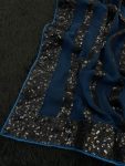FANCY GEORGETTE EMBROIDERY SEQUENCE LACE WORK SAREE WITH UNSTITCHED BLOUSE PARTY WEAR WHOLESALE PRICE ETHNIC GARMENT (3)