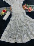 FANCY GEORGETTE EMBROIDERY SEQUENCE LACE WORK SAREE WITH UNSTITCHED BLOUSE PARTY WEAR WHOLESALE PRICE ETHNIC GARMENT (3)