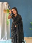FANCY GEORGETTE EMBROIDERY SEQUENCE LACE WORK SAREE WITH UNSTITCHED BLOUSE PARTY WEAR WHOLESALE PRICE ETHNIC GARMENT (7)