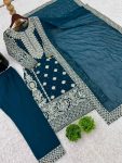 FANCY GEORGETTE EMBROIDERY SEQUENCE MOTI WORK TOP BOTTOM WITH DUPATTA PARTY WEAR WHOLESALE PRICE ETHNIC GARMENT (5)