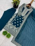 FANCY GEORGETTE EMBROIDERY SEQUENCE MOTI WORK TOP BOTTOM WITH DUPATTA PARTY WEAR WHOLESALE PRICE ETHNIC GARMENT (5)