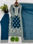 FANCY GEORGETTE EMBROIDERY SEQUENCE MOTI WORK TOP BOTTOM WITH DUPATTA PARTY WEAR WHOLESALE PRICE ETHNIC GARMENT (5)