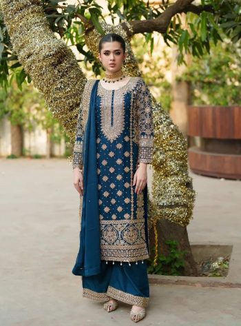 TRENDING GEORGETTE EMBROIDERY SEQUENCE WORK TOP BOTTOM WITH DUPATTA RAMA