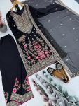 FANCY GEORGETTE EMBROIDERY SEQUENCE REAL MIRROR HANDWORK TOP PALAZO WITH DUPATTA PARTY WEAR WHOLESALE PRICE ETHNIC GARMENT (3)