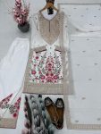 FANCY GEORGETTE EMBROIDERY SEQUENCE REAL MIRROR HANDWORK TOP PALAZO WITH DUPATTA PARTY WEAR WHOLESALE PRICE ETHNIC GARMENT (6)