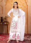 FANCY GEORGETTE EMBROIDERY SEQUENCE REAL MIRROR HANDWORK TOP PALAZO WITH DUPATTA PARTY WEAR WHOLESALE PRICE ETHNIC GARMENT (6)