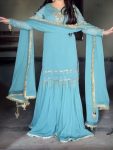 FANCY GEORGETTE EMBROIDERY SEQUENCE WITH RIVET MOTI AND LATKAN WORK TOP SHARARA WITH DUPATTA FESTIVE WEAR WHOLESALE PRICE ETHNIC GARMENT (2)