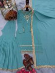 FANCY GEORGETTE EMBROIDERY SEQUENCE WITH RIVET MOTI AND LATKAN WORK TOP SHARARA WITH DUPATTA FESTIVE WEAR WHOLESALE PRICE ETHNIC GARMENT (2)