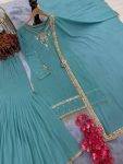 FANCY GEORGETTE EMBROIDERY SEQUENCE WITH RIVET MOTI AND LATKAN WORK TOP SHARARA WITH DUPATTA FESTIVE WEAR WHOLESALE PRICE ETHNIC GARMENT (2)