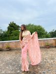 FANCY GEORGETTE EMBROIDERY SEQUENCE WITH SEQUENCE LACE BORDER WORK SAREE WITH UNSTITCHED BLOUSE PARTY WEAR WHOLESALE PRICE ETHNIC GARMENT (7)