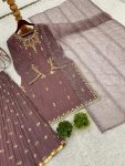 FANCY GEORGETTE EMBROIDERY SEQUENCE WORK AND BEADS WORK TOP PALAZZO WITH DUPATTA FESTIVE WEAR WHOLESALE PRICE ETHNIC GARMENT (3)