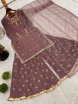 FANCY GEORGETTE EMBROIDERY SEQUENCE WORK AND BEADS WORK TOP PALAZZO WITH DUPATTA FESTIVE WEAR WHOLESALE PRICE ETHNIC GARMENT (3)