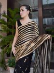 FANCY GEORGETTE EMBROIDERY SEQUENCE WORK SAREE WITH UNSTITCHED BLOUSE BLACK
